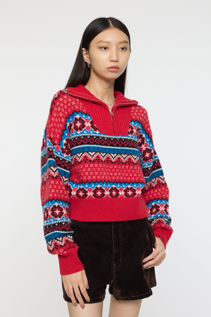 MOUSSY | HALF ZIP FAIR ISLE セーター (ニット ) |SHEL'TTER WEBSTORE