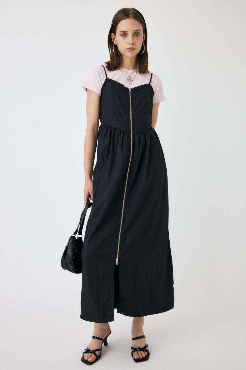 MOUSSY | FRONT ZIP NYLON キャミドレス (ワンピース(ロング） ) |SHEL