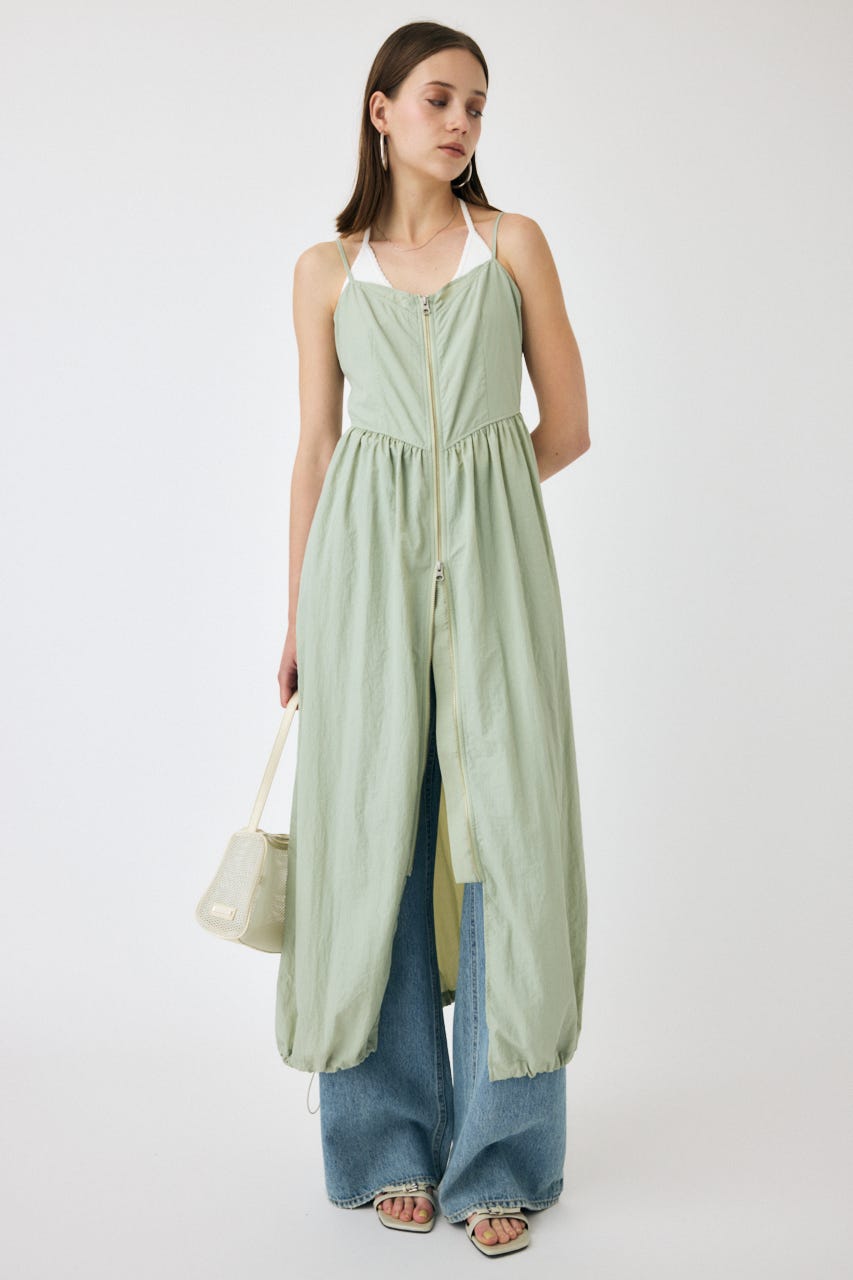 MOUSSY | FRONT ZIP NYLON キャミドレス (ワンピース(ロング） ) |SHEL