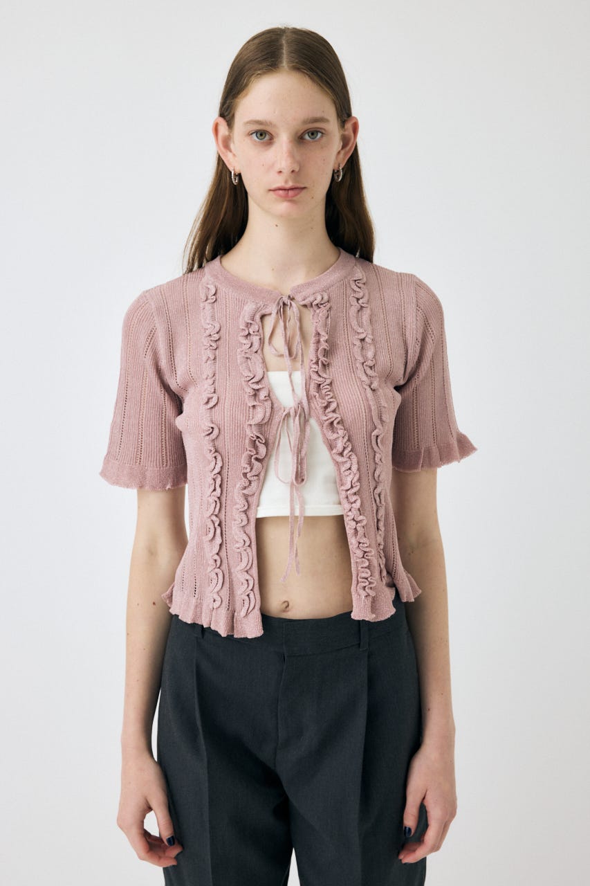 MOUSSY | FRILL STRIPED カーディガン (カーディガン ) |SHEL'TTER