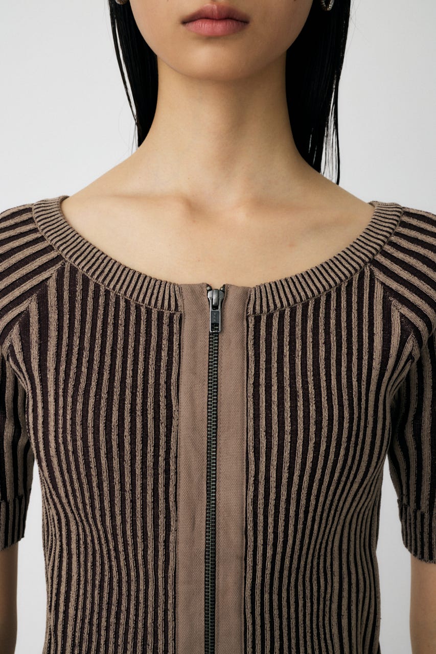 MOUSSY | ZIP UP RIB トップス (ニット ) |SHEL'TTER WEBSTORE