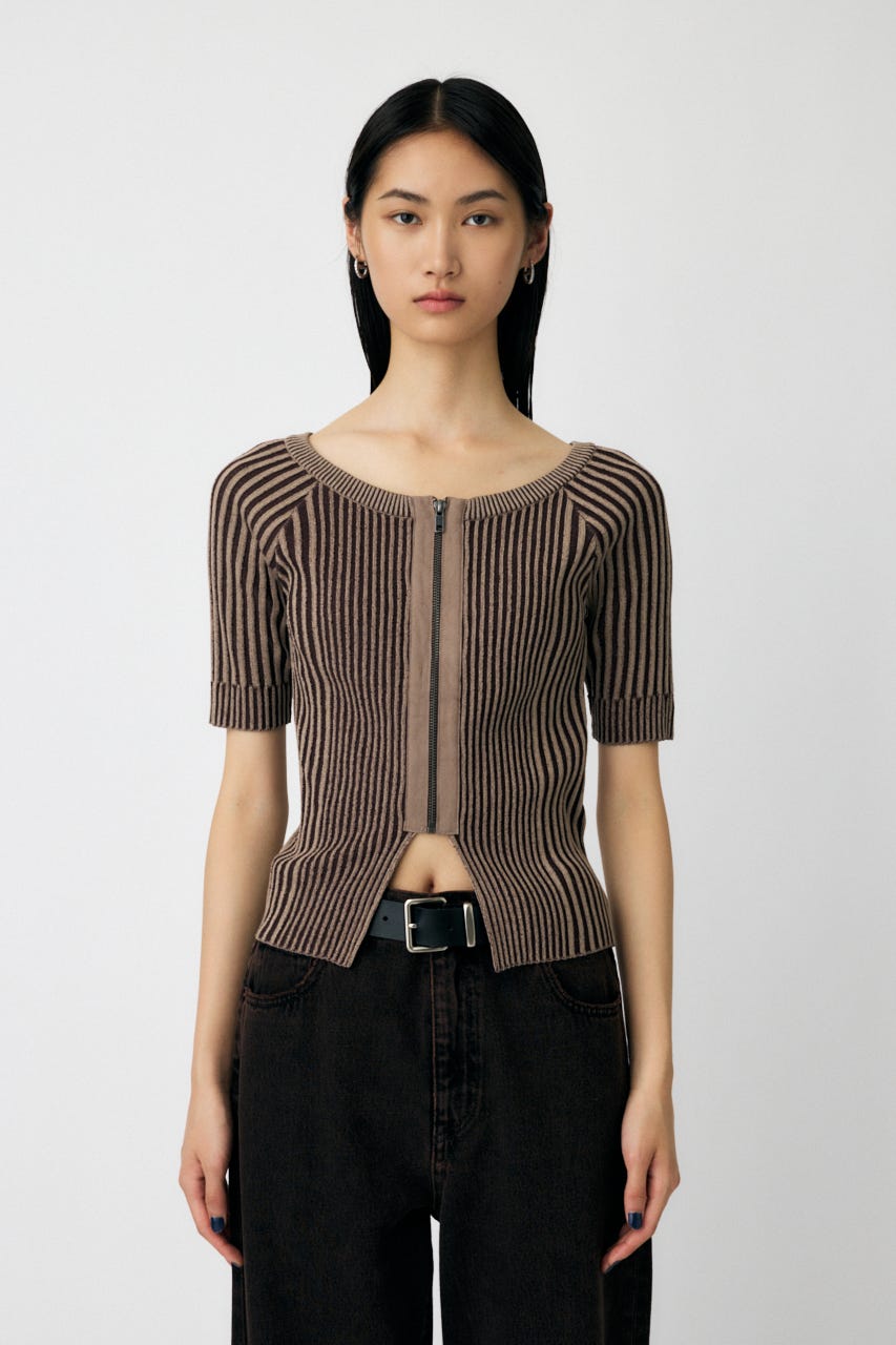 MOUSSY | ZIP UP RIB トップス (ニット ) |SHEL'TTER WEBSTORE