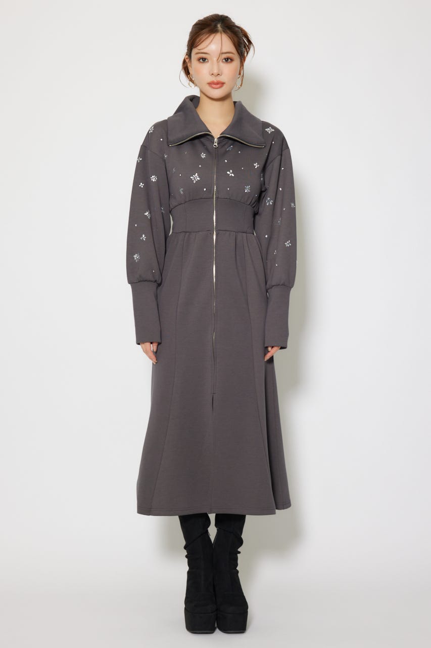 rienda | フラワーモチーフスウェットワンピース (ワンピース(ロング