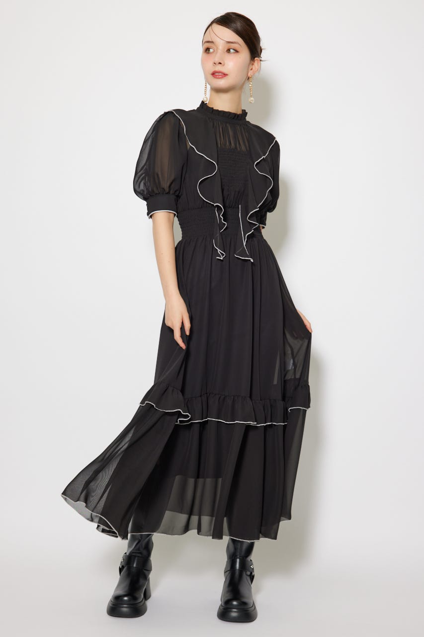 rienda | フロントロングフリルマルチパターンワンピース (ワンピース