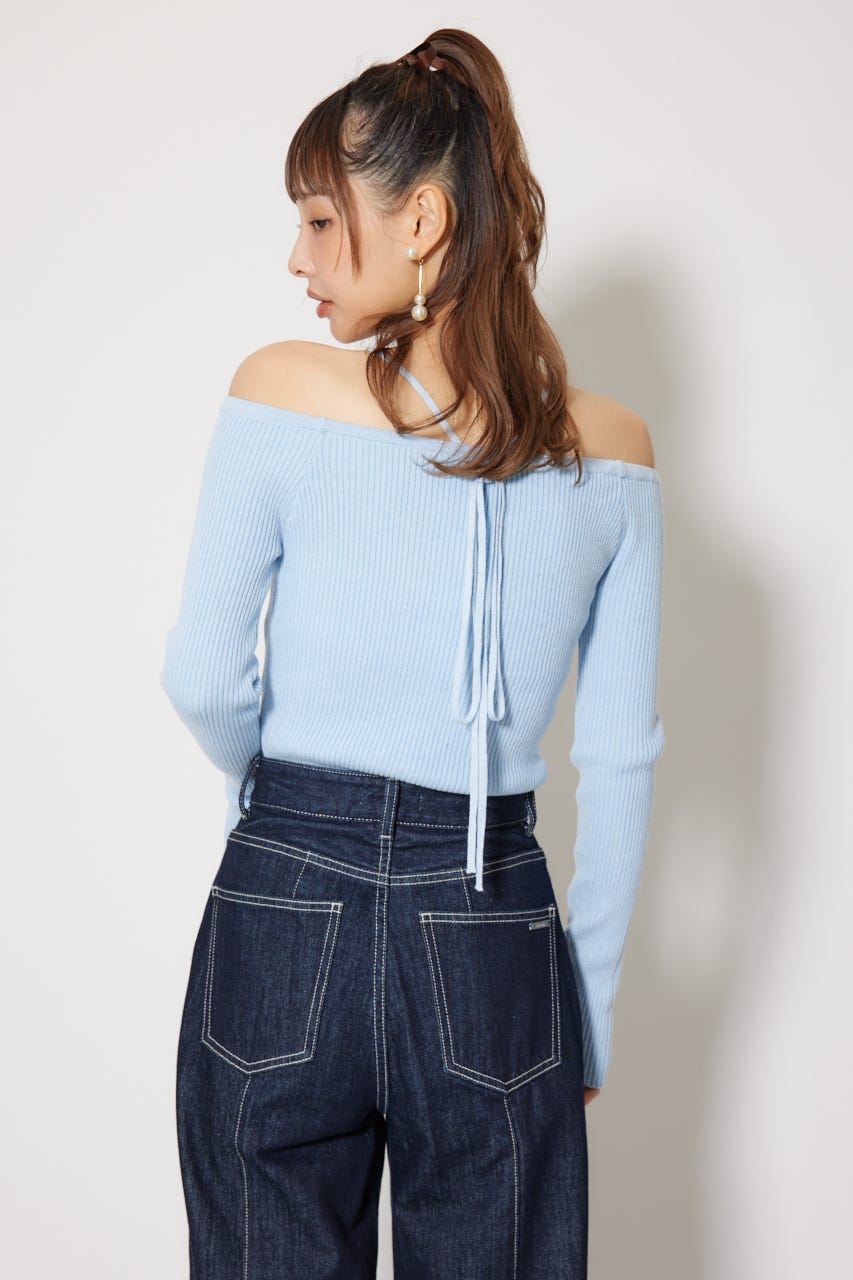 rienda | Rロゴバックリボンオフショルニットトップス (ニット ) |SHEL