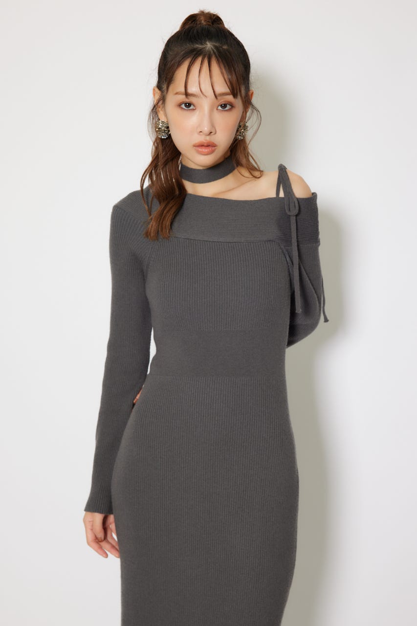 rienda | many wayワンショルニットワンピース (ワンピース(ロング