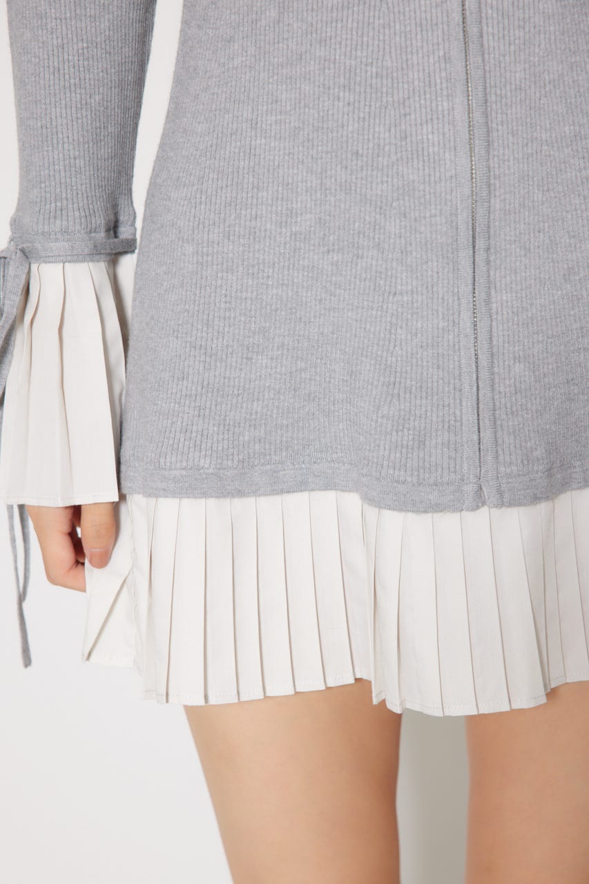 rienda | レイヤードパターンシャツニットミニワンピース (ワンピース