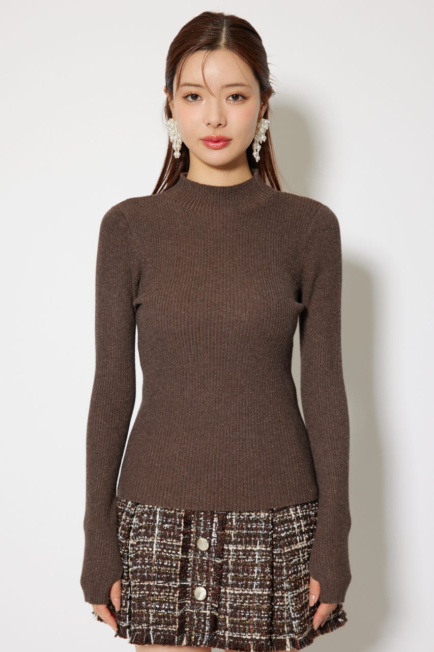 rienda | サムホール付きウォッシャブルハイネックニットトップス