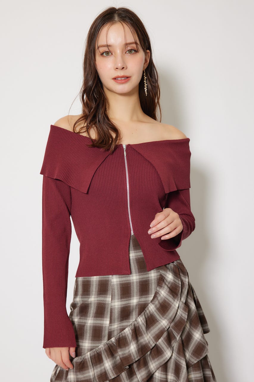 rienda | フロントZIPリブニットトップス (ニット ) |SHEL'TTER WEBSTORE