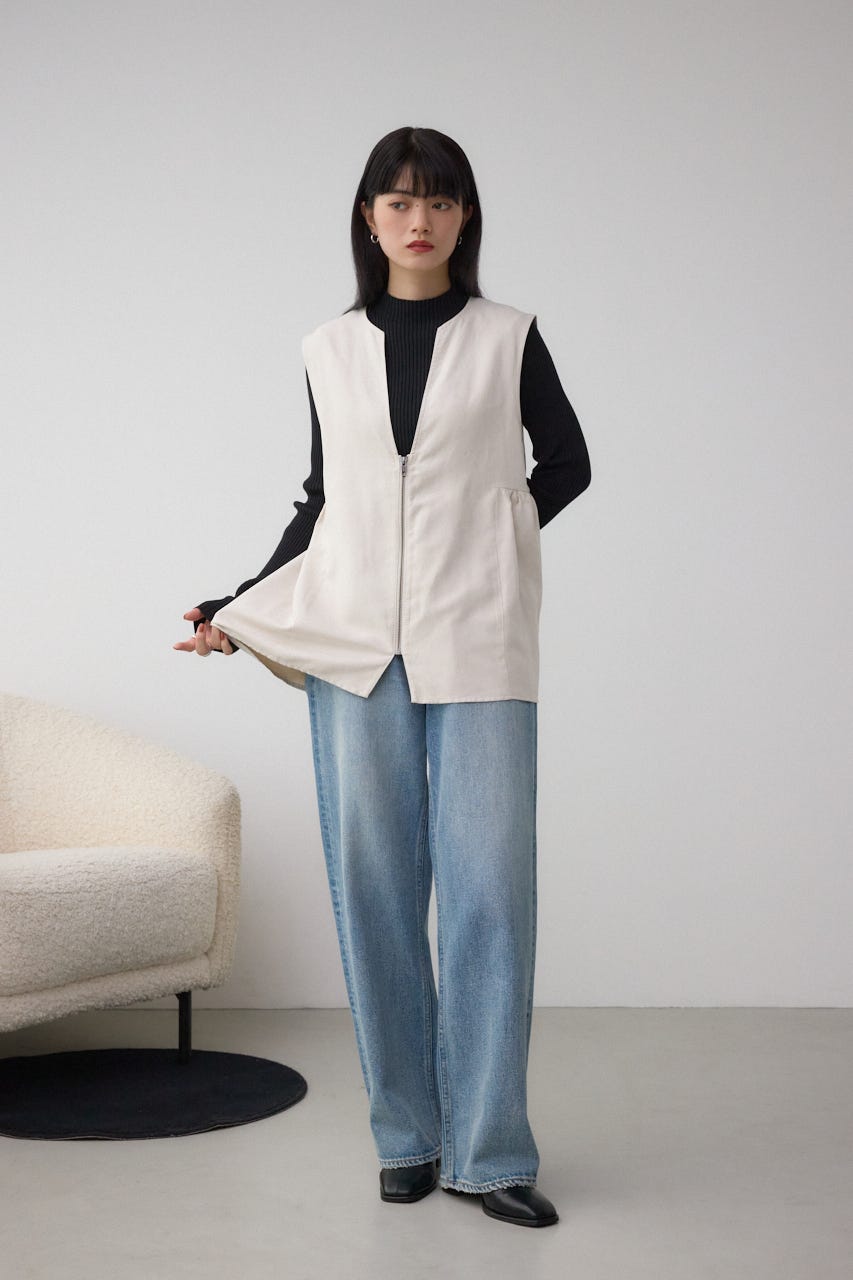 AZUL BY MOUSSY | Vネックスエードギャザーベスト (ベスト ) |SHEL