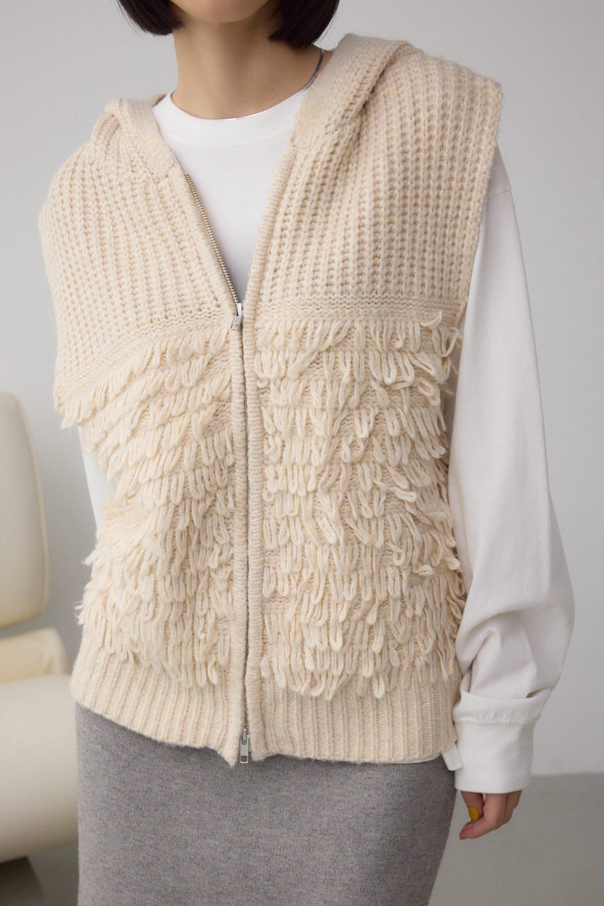 AZUL BY MOUSSY | ZIPフーディループニットベスト (ニット ) |SHEL