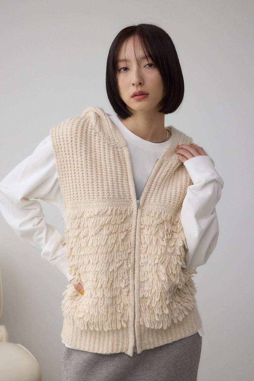 AZUL BY MOUSSY | ZIPフーディループニットベスト (ニット ) |SHEL