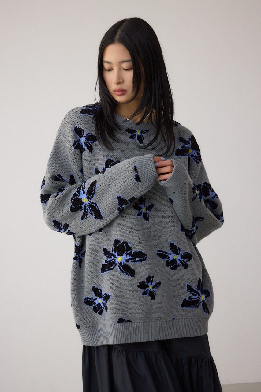 AZUL BY MOUSSY | フラワーダブルジャガードニット (ニット ) |SHEL
