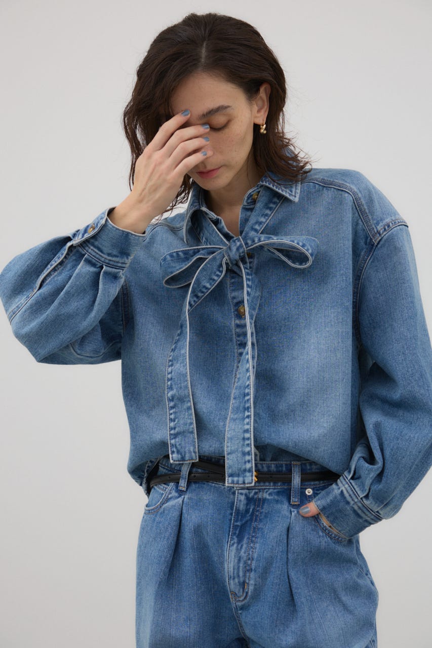 crie conforto | 【大人気アイテム再入荷】ボウタイデニムシャツ