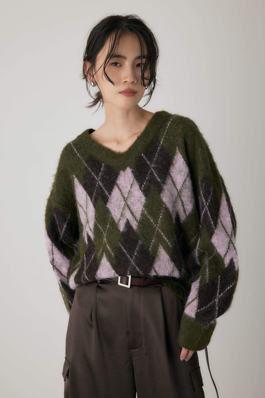 crie conforto | ヘアリーアーガイルニット (ニット ) |SHEL'TTER WEBSTORE