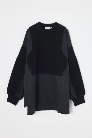 mix knit applique pullover｜M｜Black｜knit wear｜någonstans