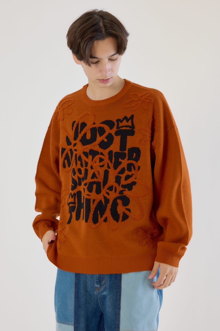 RODEO CROWNS WIDE BOWL | レタリングフラワーパイルニット (ニット