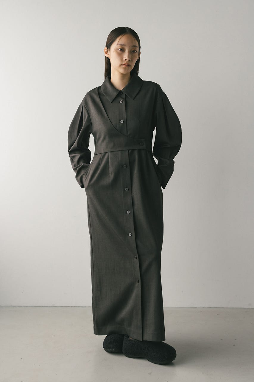 STYLEMIXER | アシンメトリーシャツワンピース (ワンピース(ロング