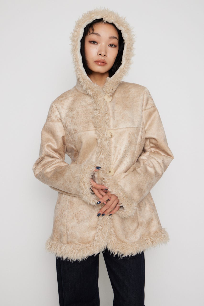 LAGUA GEM | VINTAGE FAUX FUR MIDDLE ムートン (コート ) |SHEL'TTER