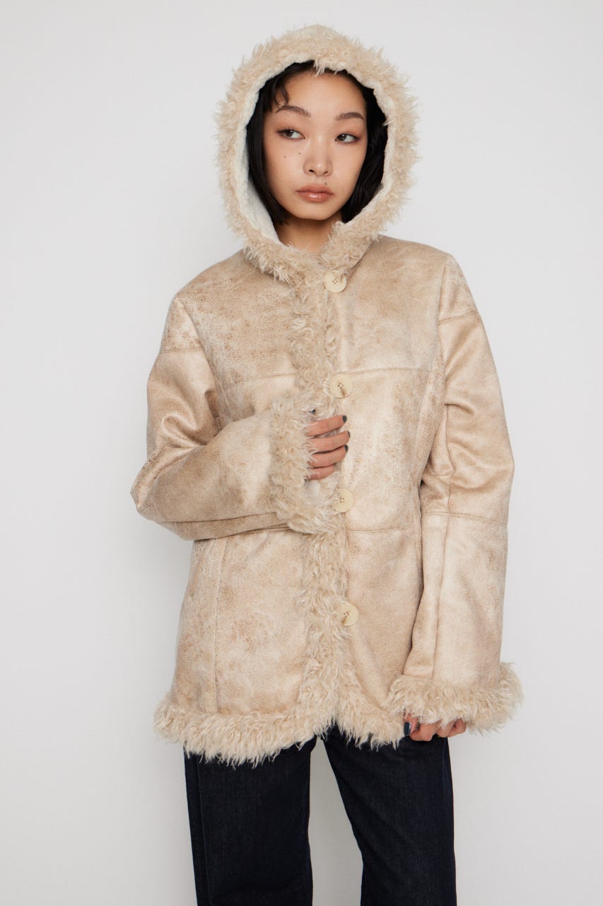 LAGUA GEM | VINTAGE FAUX FUR MIDDLE ムートン (コート ) |SHEL'TTER