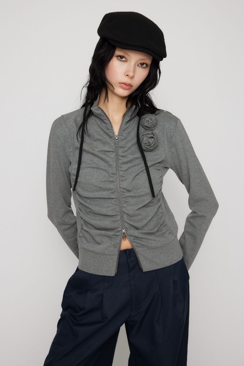 LAGUA GEM | FRONT ZIP GATHER トップス (Tシャツ・カットソー(長袖