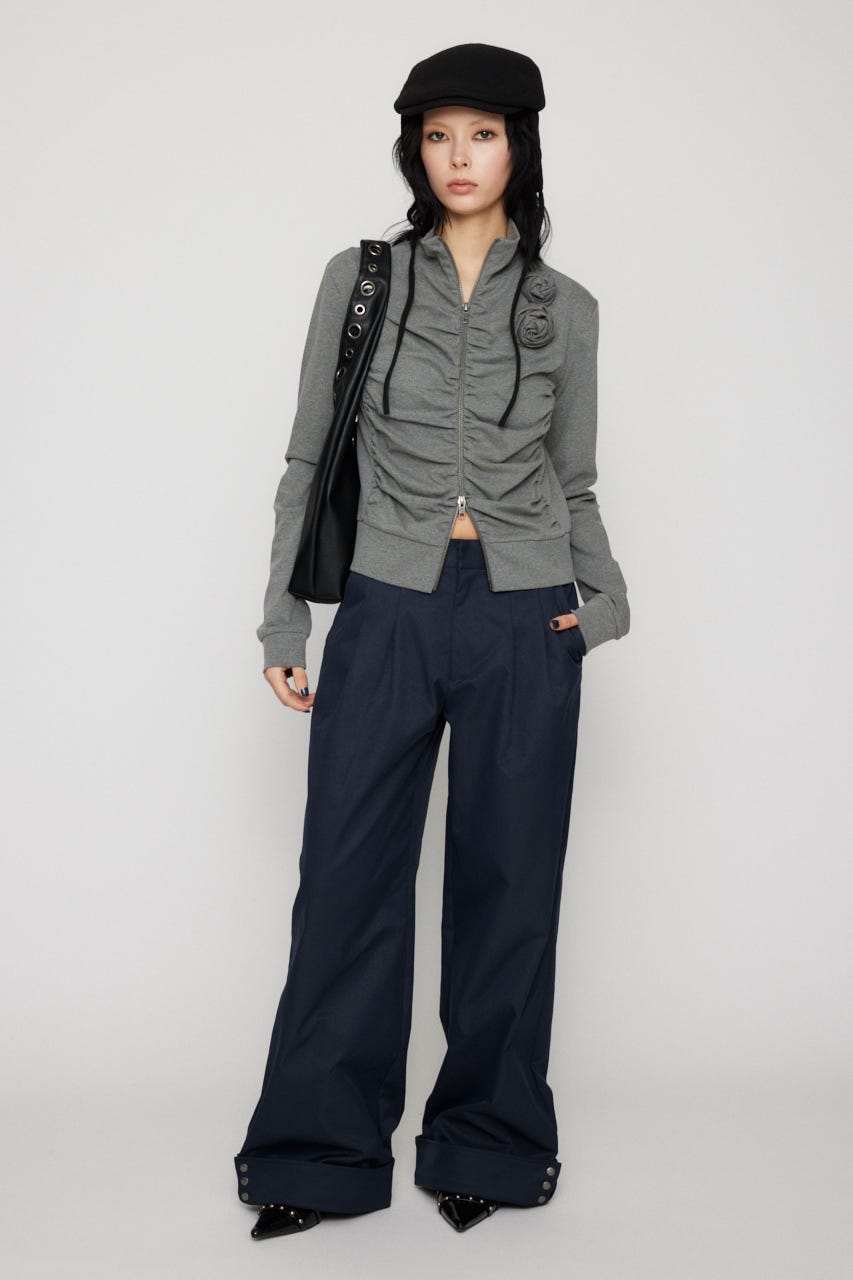 LAGUA GEM | FRONT ZIP GATHER トップス (Tシャツ・カットソー(長袖