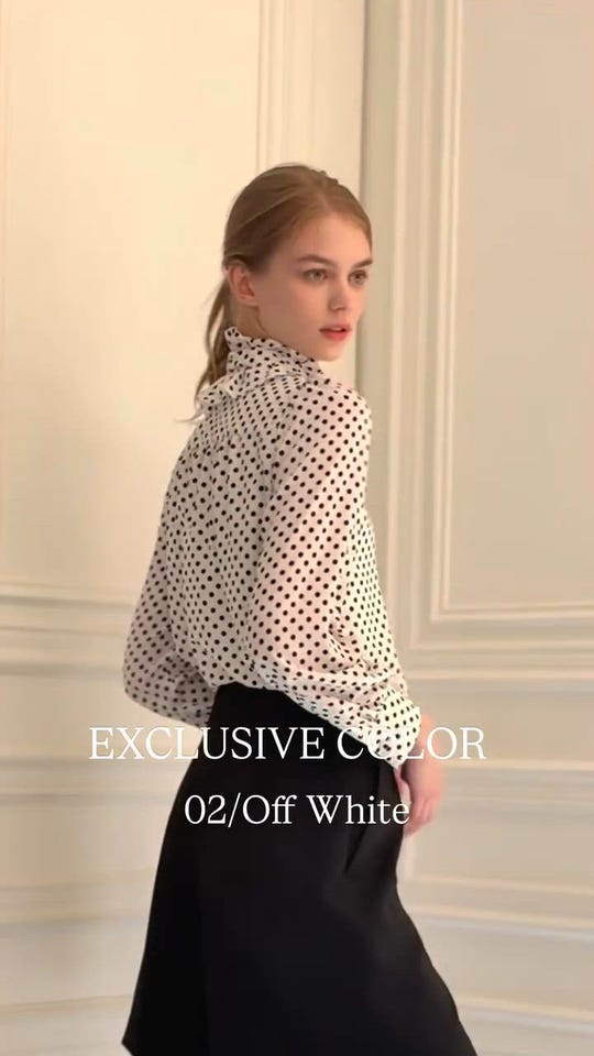 ◇【LOULOU WILLOUGHBY】デシンドットフリルボウタイブラウス