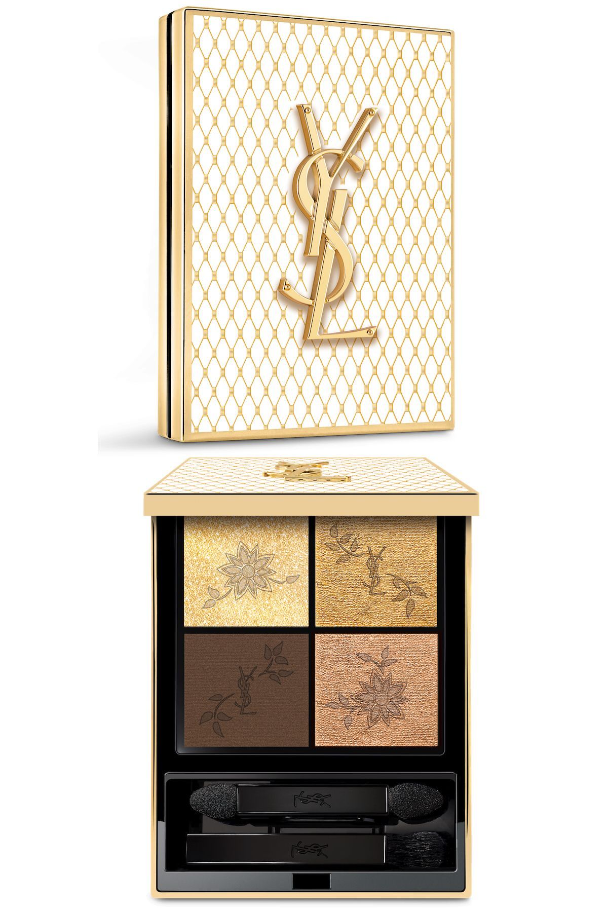 イヴ・サンローランのホリデー限定アイテムはゴールドを基調に花や