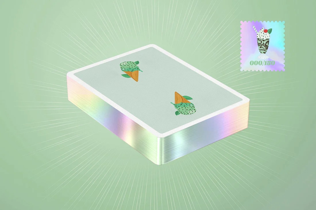 Scoops Mint Chocolate Chip Ice Cream (Holo Gilded) Playing Cards