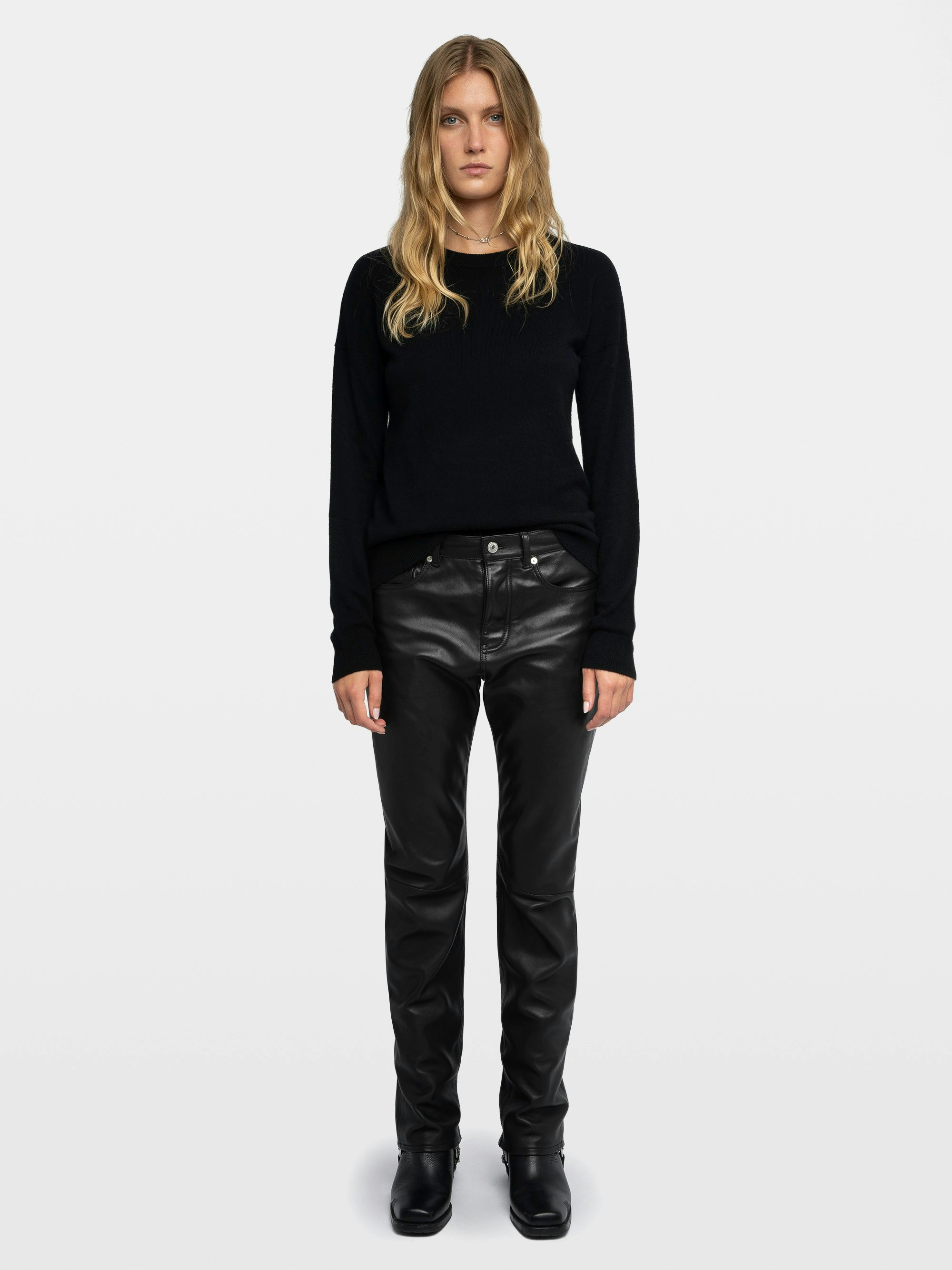 Elegant Black Cashmere Cici Patch Sweater | Zadig&Voltaire