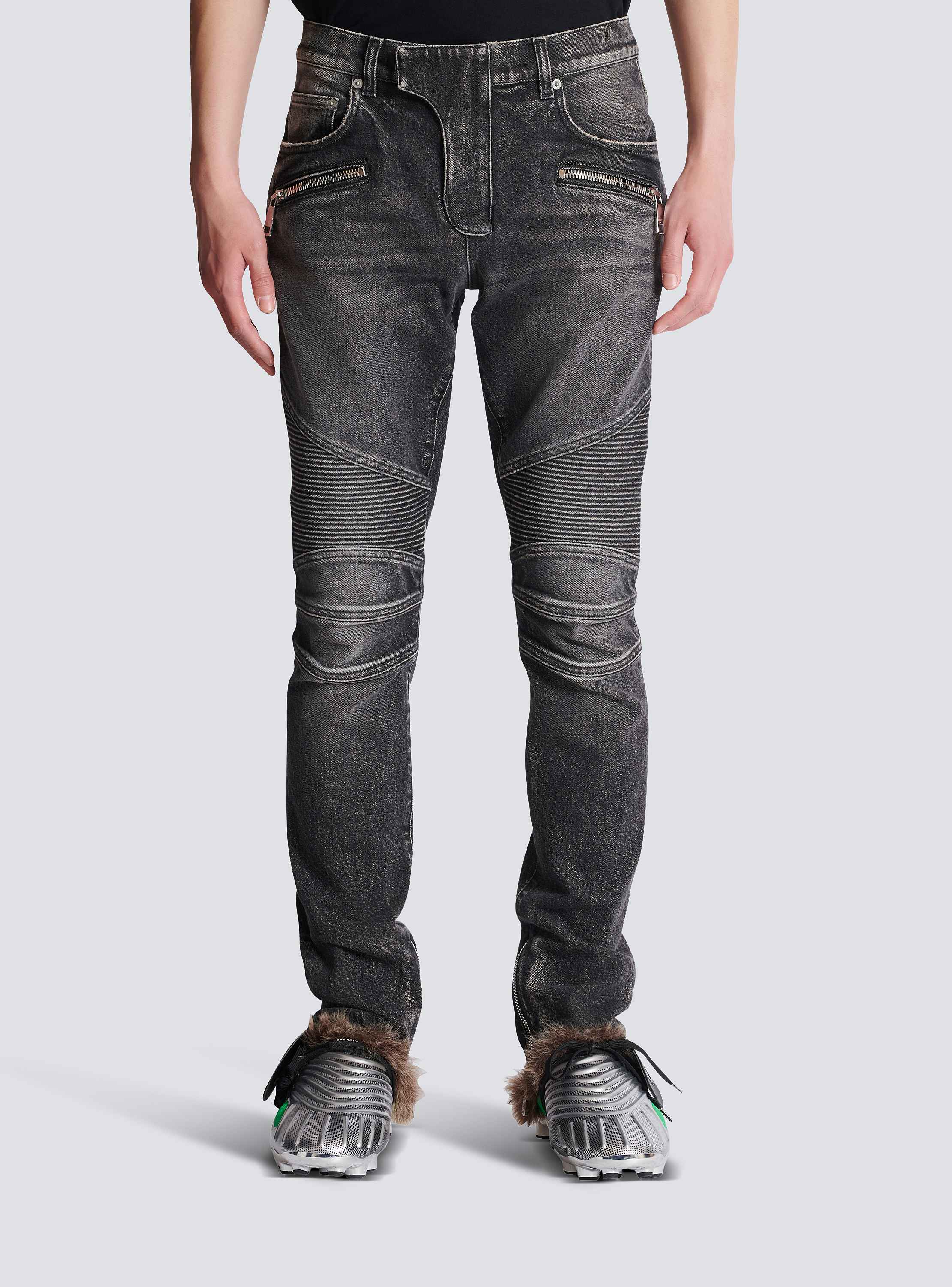 デニム製 スリム バイカージーンズ - Men | BALMAIN