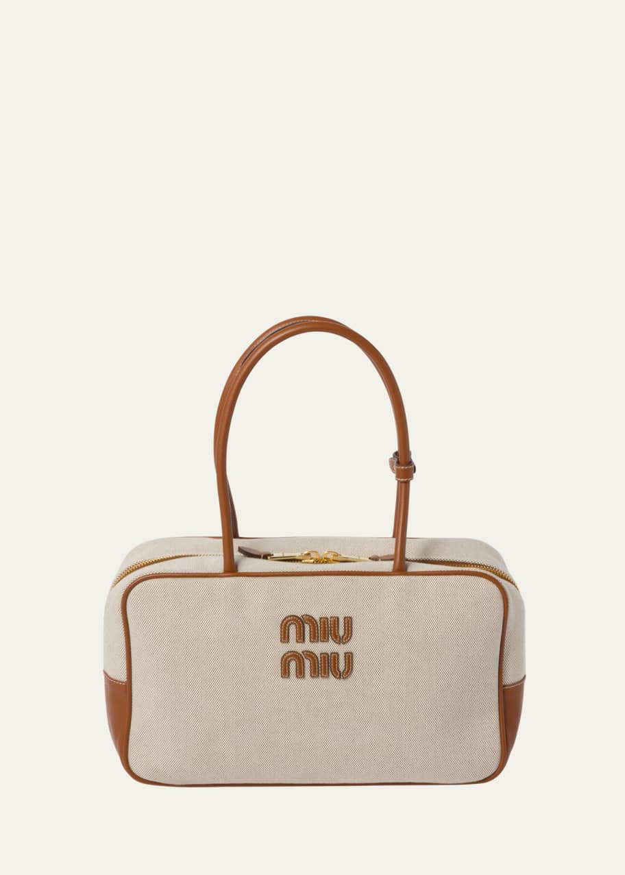 Miu Miu Canvas & Leather Top-Handle Bag - Bergdorf Goodman