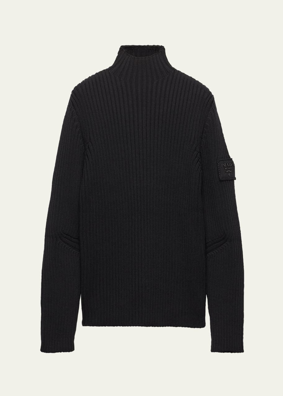 Prada Men's Ribbed Wool Mock-Neck Sweater - Bergdorf Goodman
