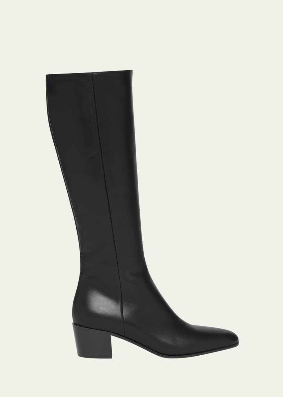 Gianvito Rossi Leather Block-Heel Knee Boots - Bergdorf Goodman