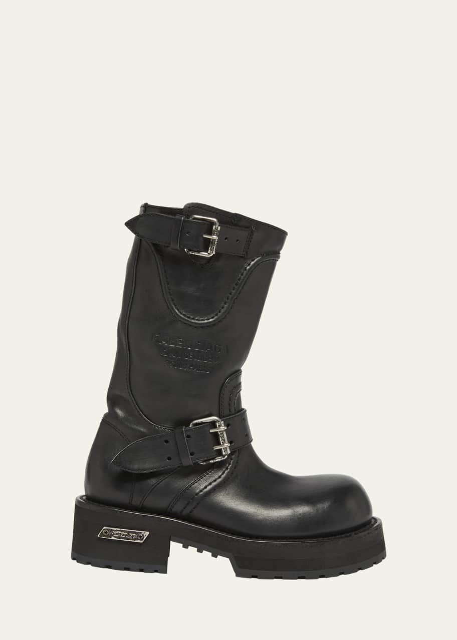 Balenciaga Men's Venom Leather Combat Boots - Bergdorf Goodman