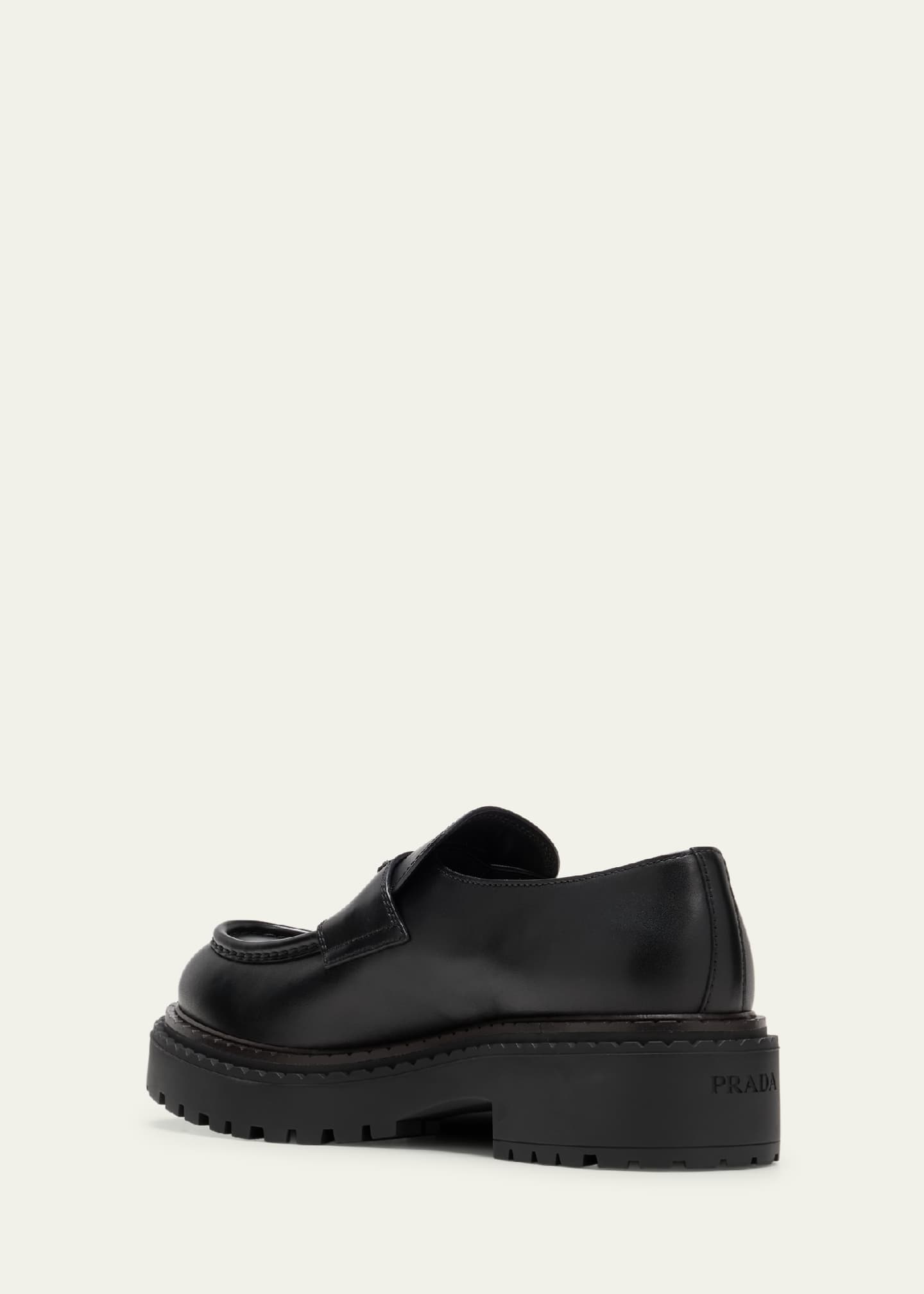 Prada Men's Double Chocolate Leather Penny Loafers - Bergdorf Goodman