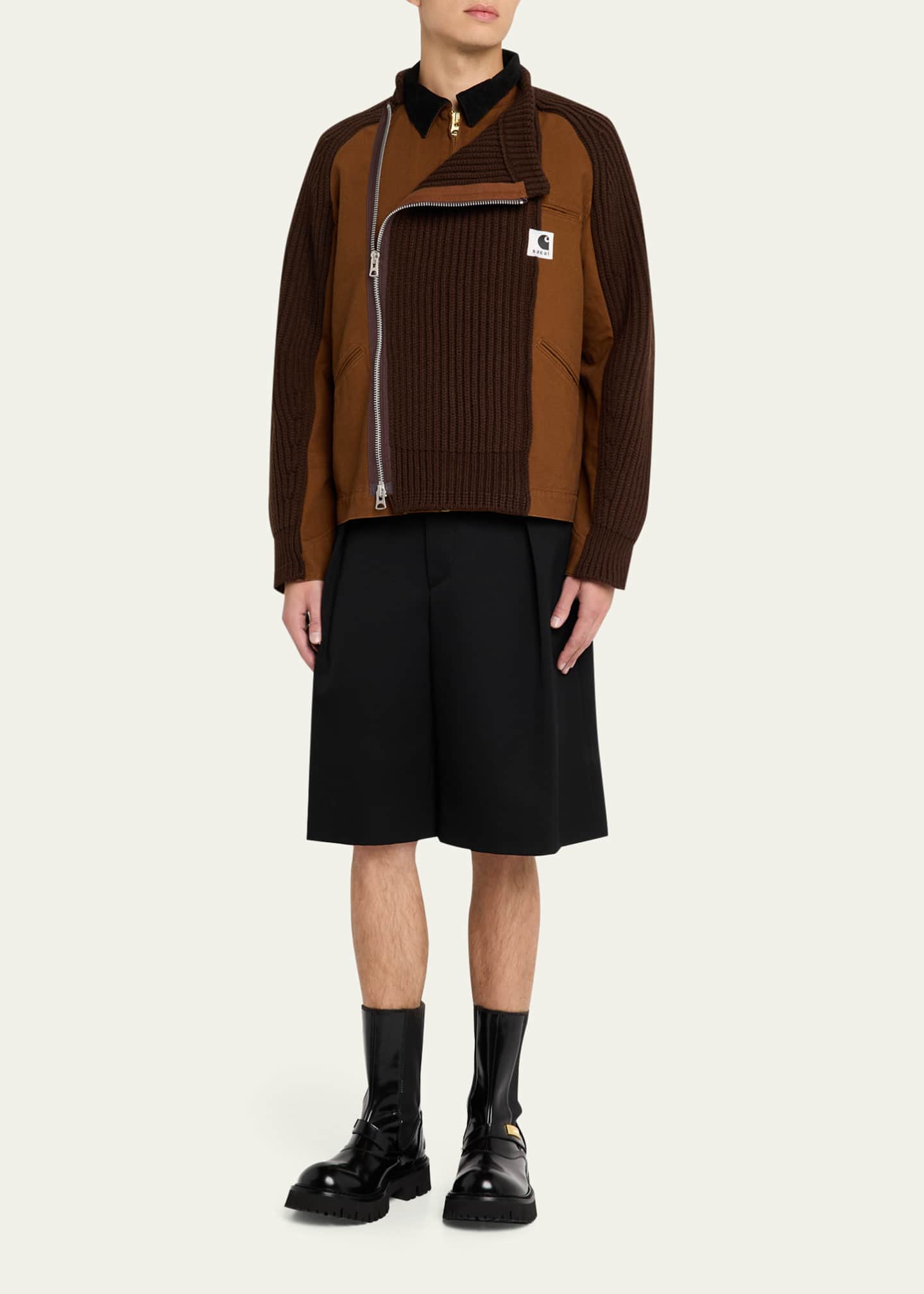 SACAI x CARHARTT WIP Men's Washed Duck & Wool Knit Blouson Jacket