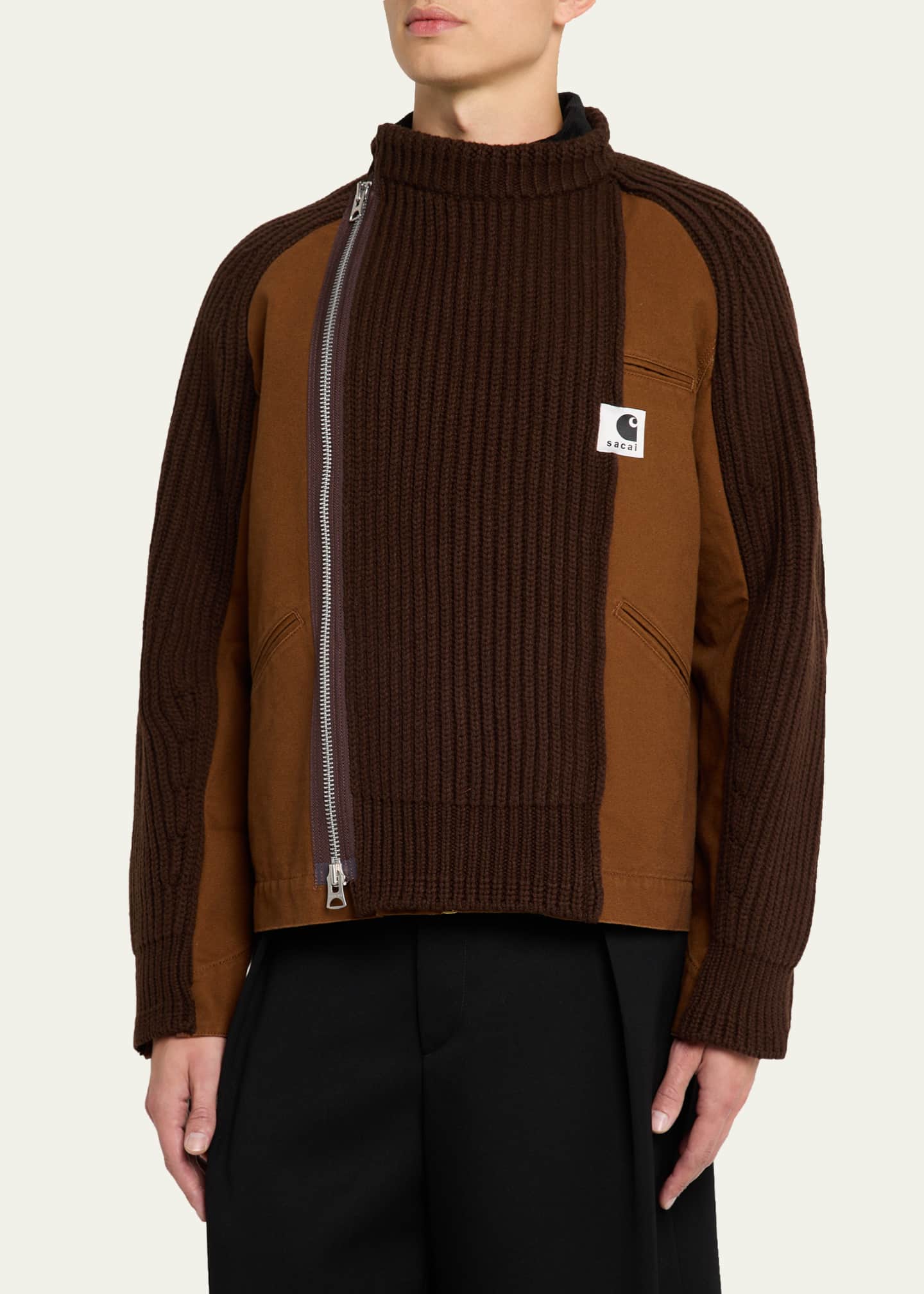 SACAI x CARHARTT WIP Men's Washed Duck & Wool Knit Blouson Jacket