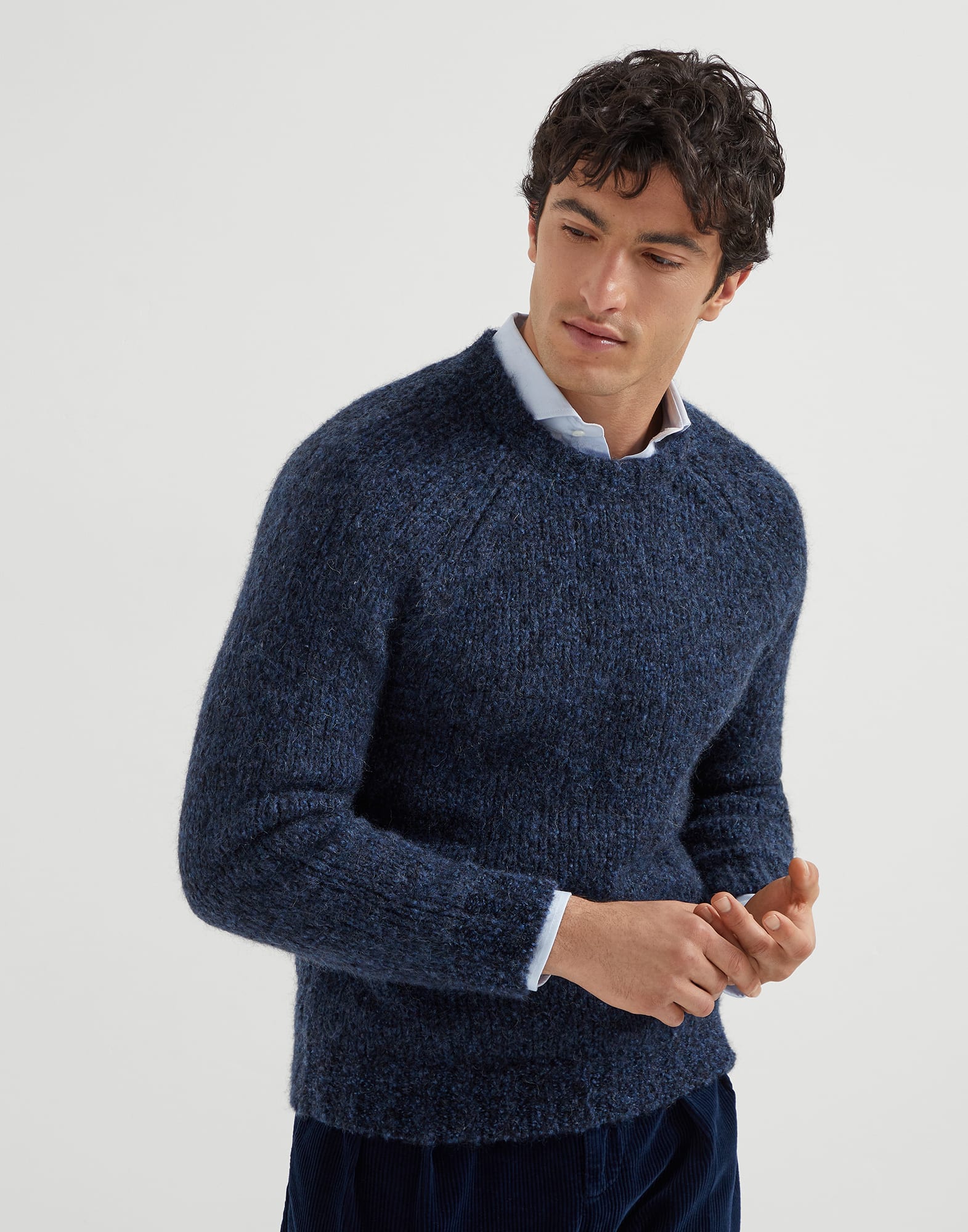 Flecked sweater for Man in Navy Blue | Brunello Cucinelli