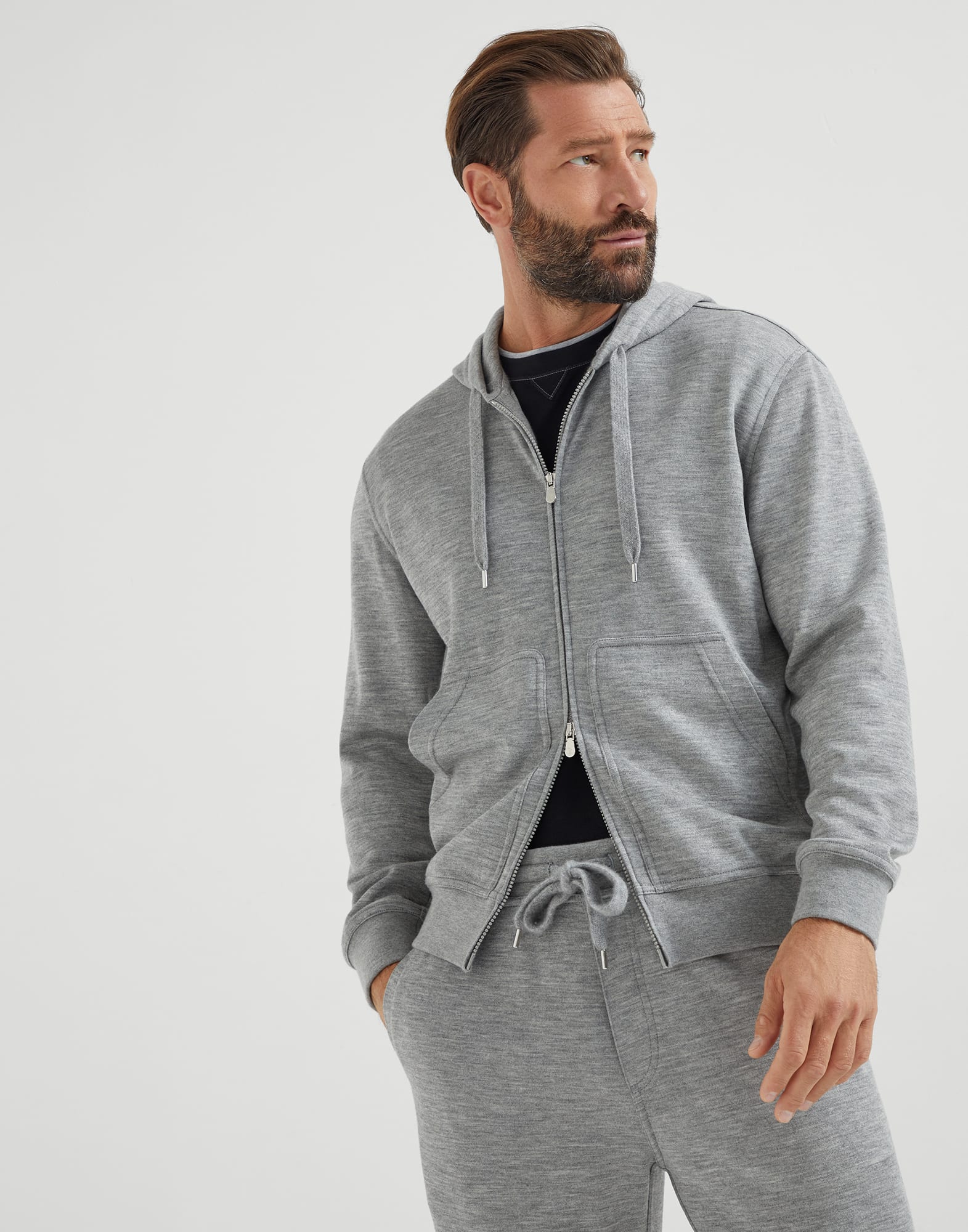 メンズ 向け グレー カシミヤフェルパ スウェットシャツ | Brunello