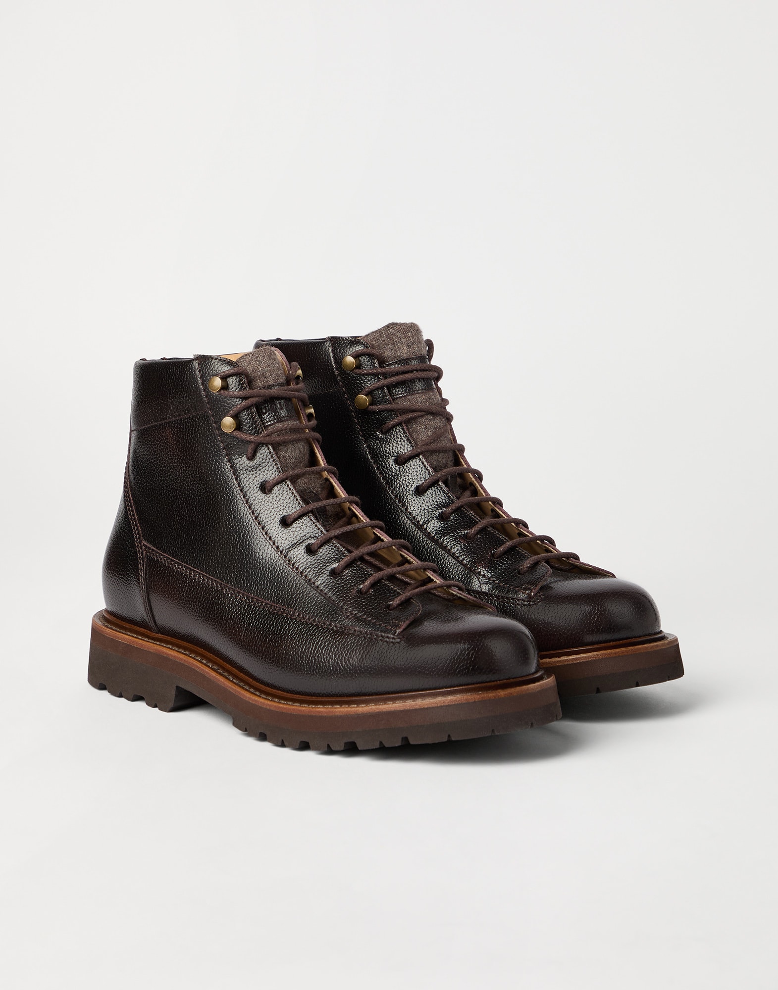 Textured calfskin urban outdoor boots for Man in Rust Brown