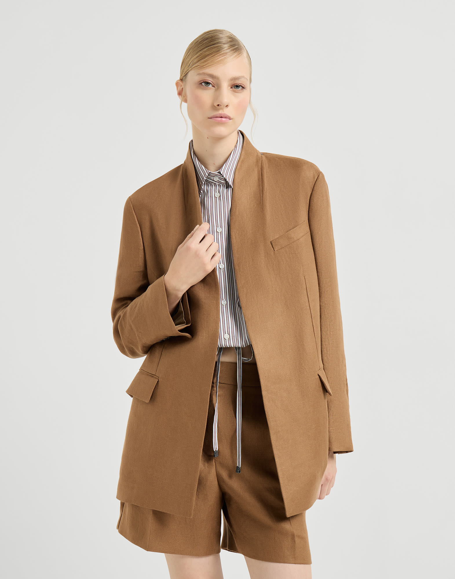 Diagonal blazer for Woman in Mou | Brunello Cucinelli