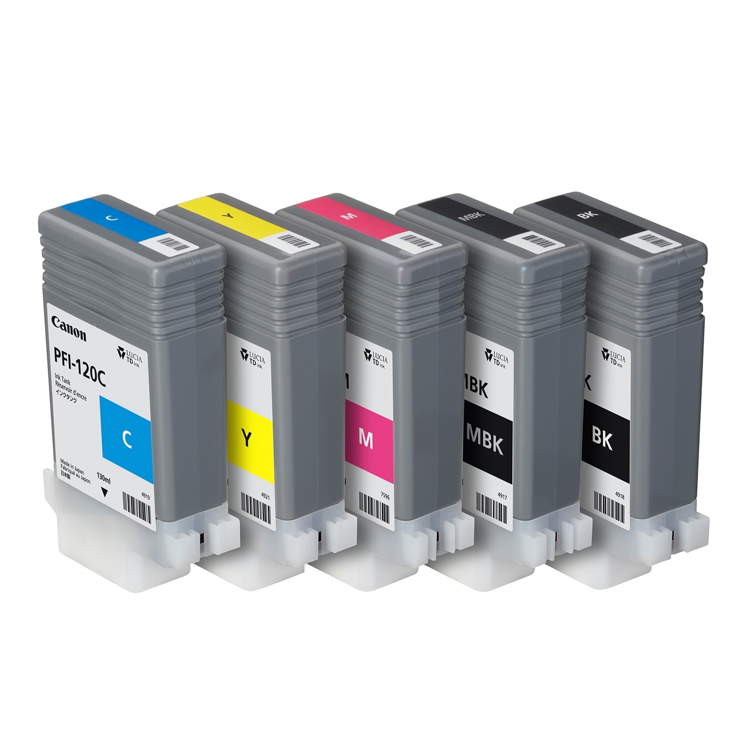 Canon Tinten-Set PFI-120 / PFI-121 (BK/MBK/C/M/Y) für TM-255 / TM