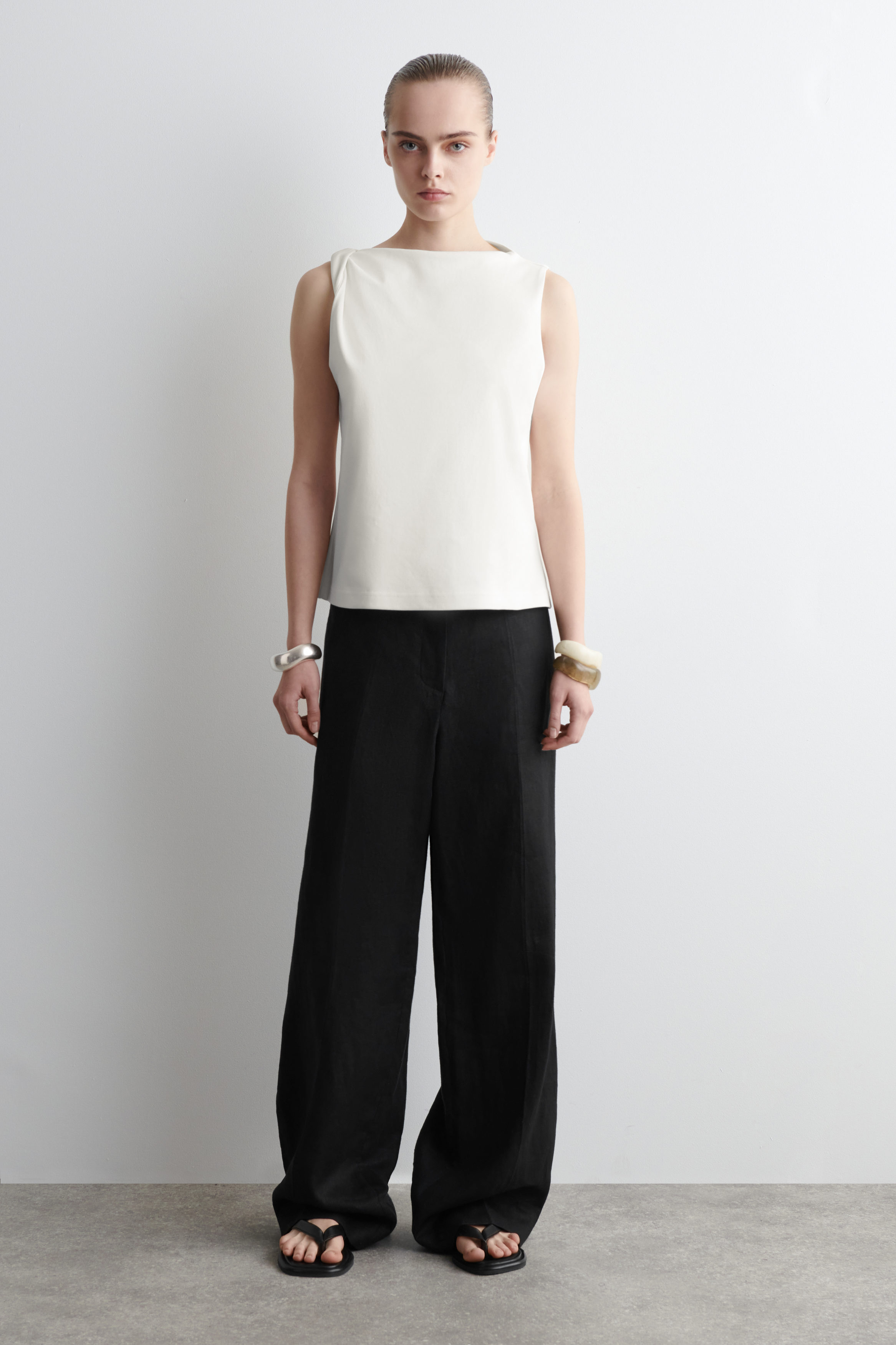 TWIST-DETAIL COTTON TOP - WHITE | COS US