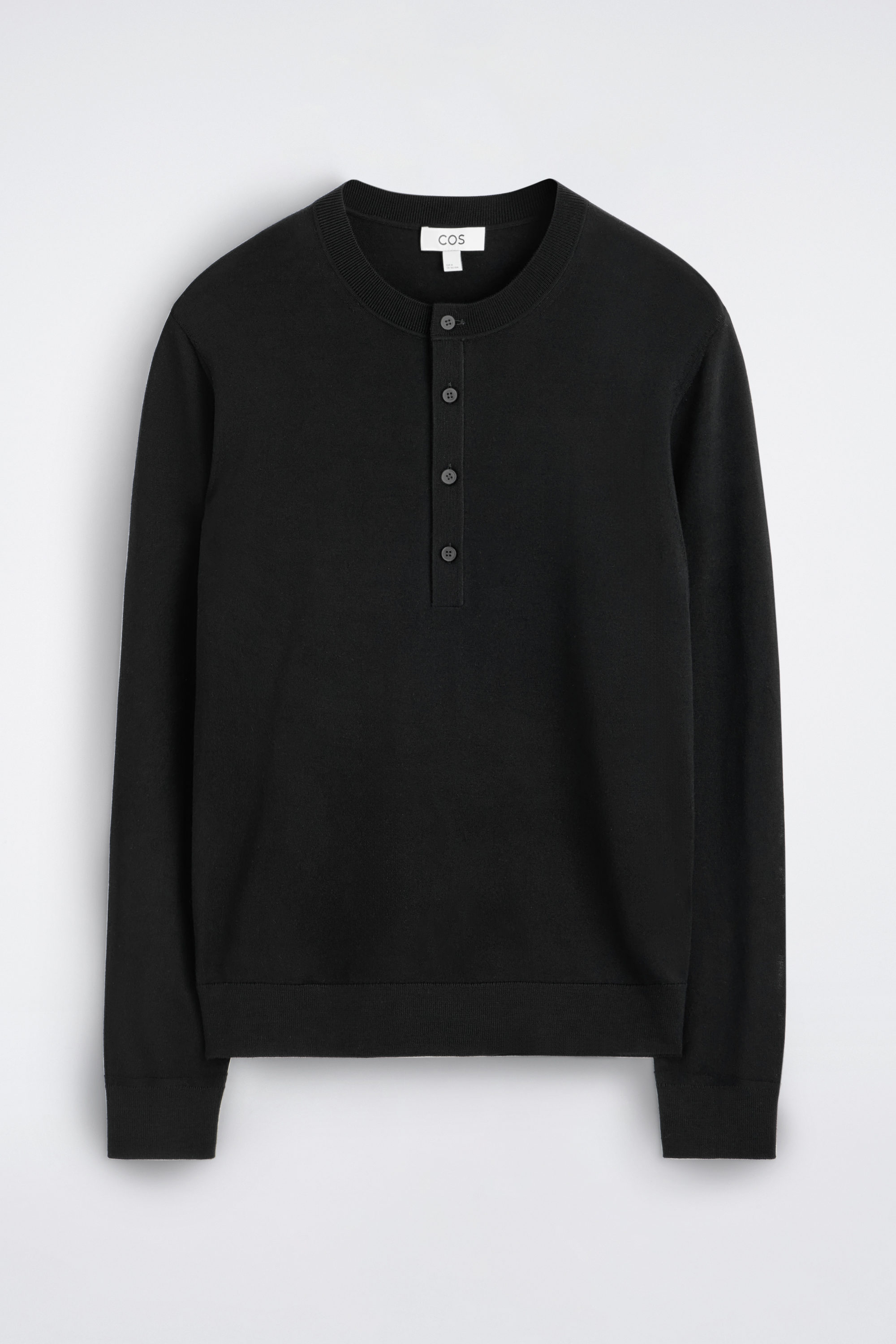 SLIM MERINO WOOL HENLEY TOP - BLACK | COS