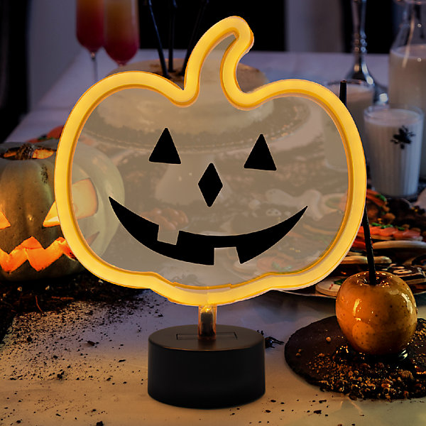 Global Gizmos LED Halloween Pumpkin Light / Bright Orange Neon