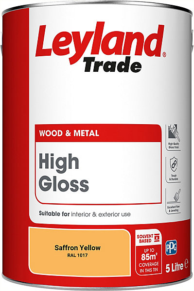 Leyland Trade Wood & Metal High Gloss Paint Saffron Yellow (RAL