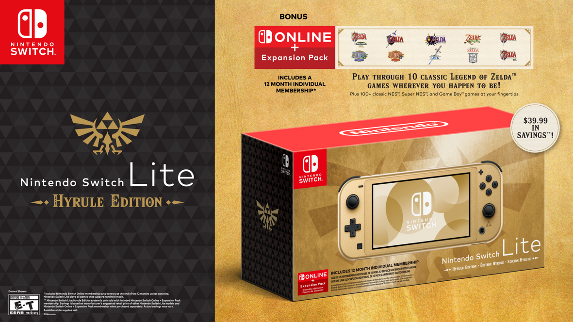 Nintendo Switch Lite: Hyrule Edition with Bonus Nintendo Switch