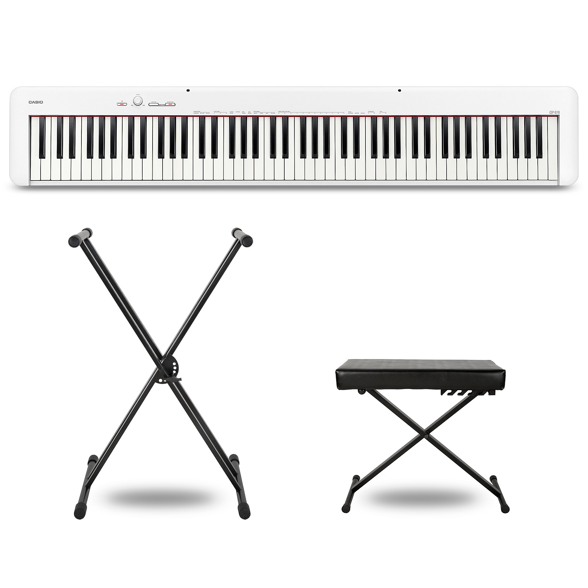 Casio CDP-S110 Digital Piano With X-Stand and Bench White