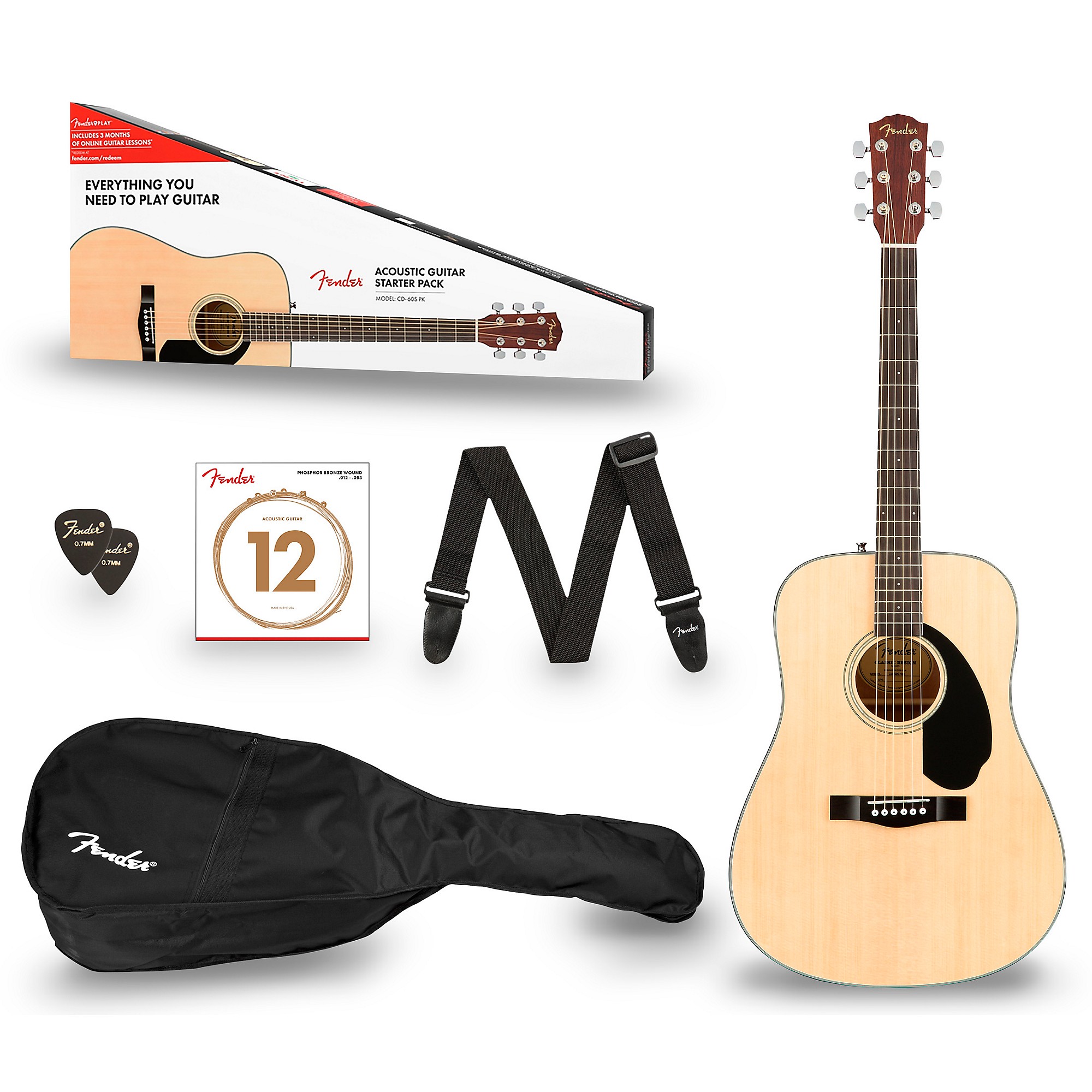 Fender CD-60S Dreadnought V2 Acoustic Guitar Pack Natural | Guitar